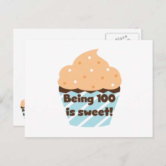 100 zijn is Sweet Birthday T-shirts en cadeautjes Briefkaart (Voorkant / Achterkant)