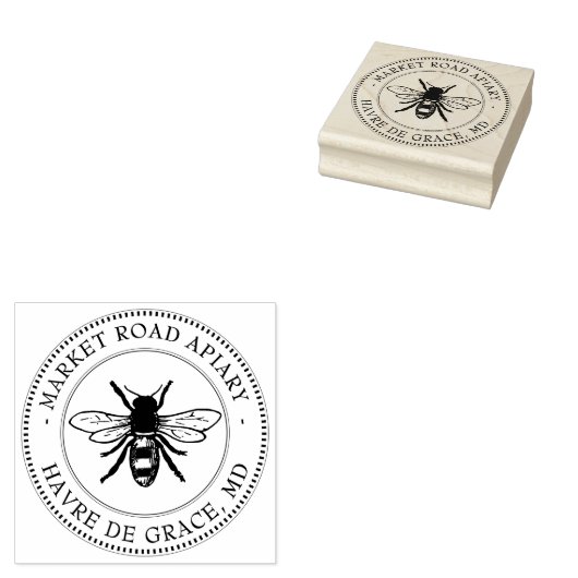 100% zuiver gemaakt door bijen Apiary Stamp Herald Rubberstempel (Gestempeld)