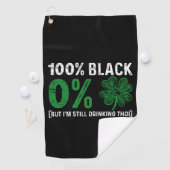100% Zwart 0% Shamrock Afrikaanse St. Patricksdag  Golfhanddoek (Insitu)