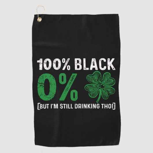 100% Zwart 0% Shamrock Afrikaanse St. Patricksdag  Golfhanddoek (Voorkant)