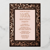 100e aangepaste verjaardagsfeest textuur Elegante  Folie Uitnodiging (Voorkant)