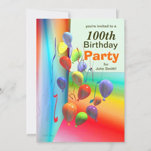 100e ballonmuur van het Birthday-feest Kaart (Voorkant)