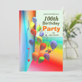 100e ballonmuur van het Birthday-feest Kaart (Staand voorkant)