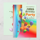 100e ballonmuur van het Birthday-feest Kaart (Voorkant / Achterkant)