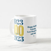 100e Birthday Blue Gold Coffee-Mok Koffiemok (Voorkant links)