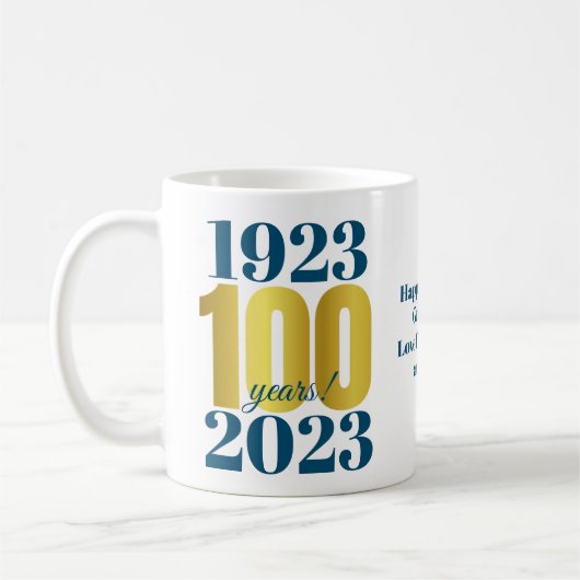 100e Birthday Blue Gold Coffee-Mok Koffiemok (Links)