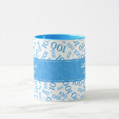 100e Birthday Blue & White Random Number Pattern Mok (Midden)