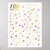 100e Birthday Guest Book Poster - 100 jaar vol (Voorkant)