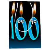 100e Birthday kaarsen Middelgrote Gift Bag Medium Cadeauzakje (Voorkant)
