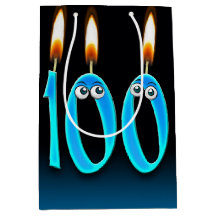 100e Birthday kaarsen Middelgrote Gift Bag