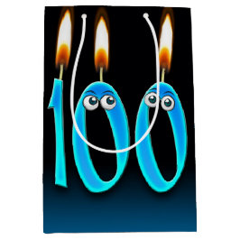 100e Birthday kaarsen Middelgrote Gift Bag Medium Cadeauzakje