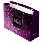 100e Birthday paarse roze glitter name Groot Cadeauzakje (Achterkant Gekanteld)