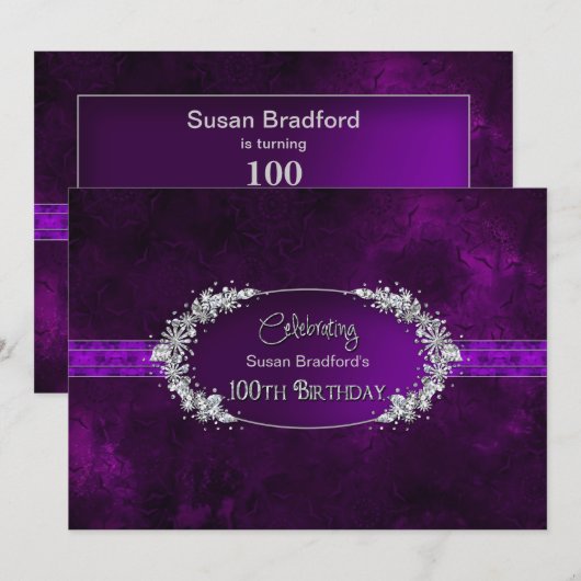 100E BIRTHDAY PARTIJINVITATIE - PAARS/PARELTJES KAART (Voorkant / Achterkant)