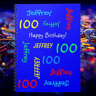 100e Birthday Party Blue Guest Book, Repat Name Notitieboek