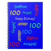 100e Birthday Party Blue Guest Book, Repat Name Notitieboek (Voorkant)