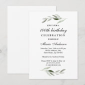 100e Birthday Party (Groen leder-Mannen of vrouwen Kaart (Voorkant / Achterkant)