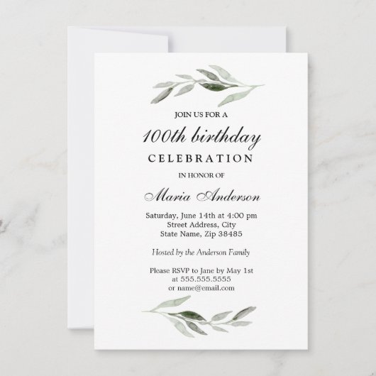 100e Birthday Party (Groen leder-Mannen of vrouwen Kaart (Voorkant)