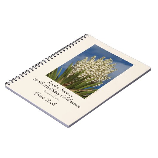 100e Birthday Party Guest Book, Blooming Yucca Notitieboek (Linkerzijde)