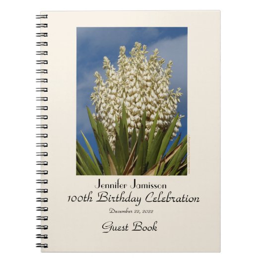 100e Birthday Party Guest Book, Blooming Yucca Notitieboek (Voorkant)