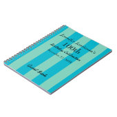 100e Birthday Party Guest Book Blue/Green Stripe Notitieboek (Linkerzijde)