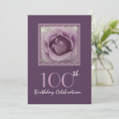 100e Birthday Party Invitation DREAMY PAARS Roos Kaart (Staand voorkant)