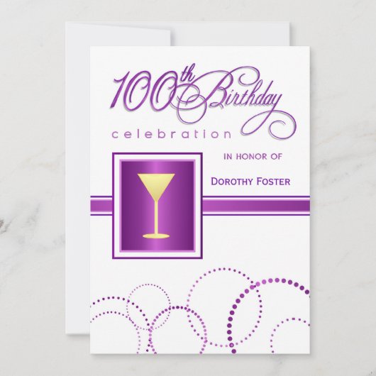 100e Birthday Party - met Monogram Kaart (Voorkant)