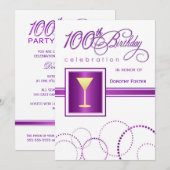 100e Birthday Party - met Monogram Kaart (Voorkant / Achterkant)