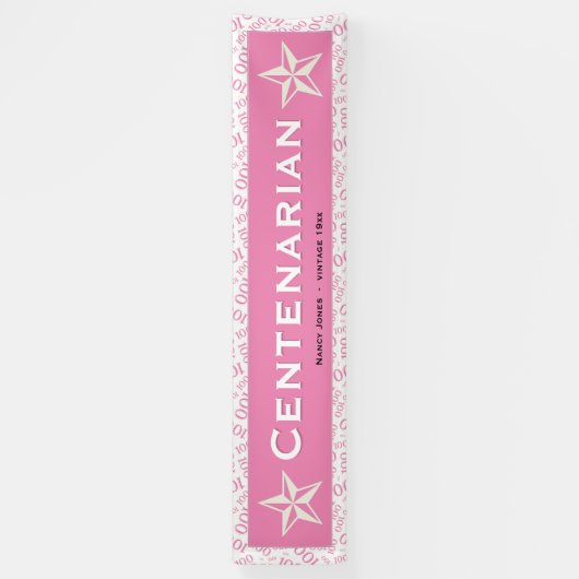100e Birthday Pink/White Pattern Spandoek (Verticaal)
