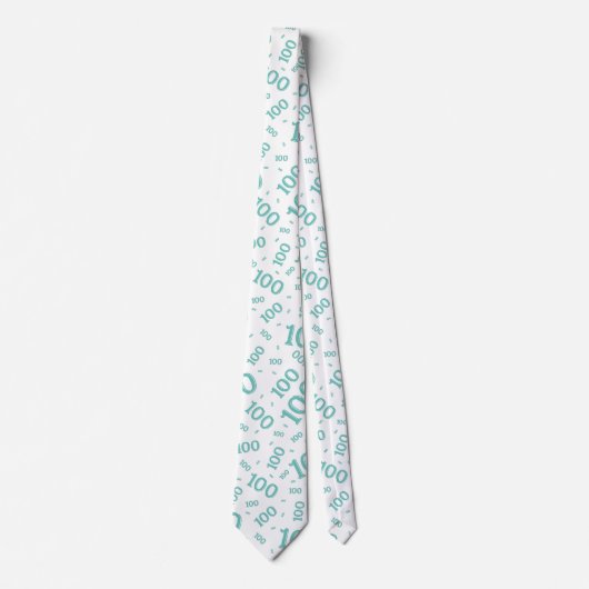 100e Birthday Random Number Patroon Blauwgroen Stropdas (Voorkant)