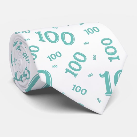 100e Birthday Random Number Patroon Blauwgroen Stropdas (Opgerold)