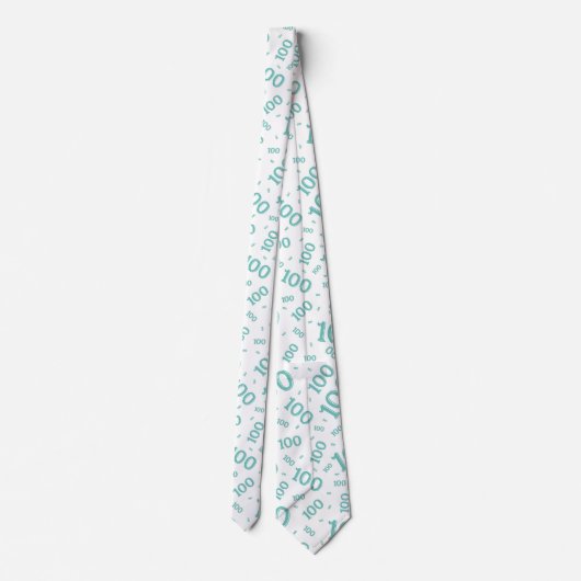 100e Birthday Random Number Patroon Blauwgroen Stropdas (Achterkant)