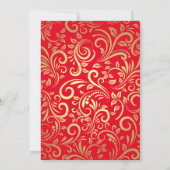 100e Birthday Red en Gold Floral Pattern Kaart (Achterkant)