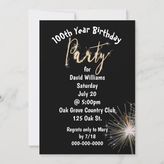 100e 'Birthday'-reserveringen Kaart (Achterkant)