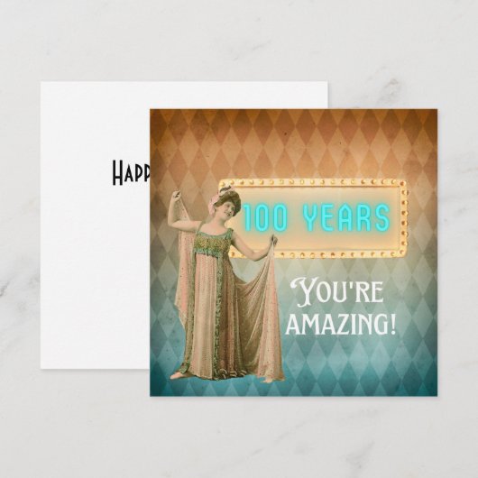 100e Birthday  Singer Flat Birthday Kaart (Voorkant / Achterkant)