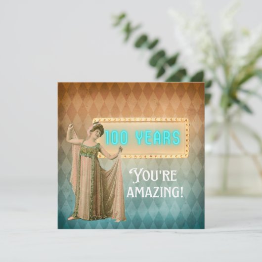 100e Birthday  Singer Flat Birthday Kaart (Staand voorkant)