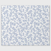 100e Blauw/Wit Willekeurig Getal Patroon Medium Cadeaupapier (Vlak)