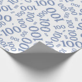 100e Blauw/Wit Willekeurig Getal Patroon Medium Cadeaupapier (Hoek)