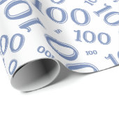 100e Blauw/Wit Willekeurig Getal Patroon Medium Cadeaupapier (Rol Hoek)
