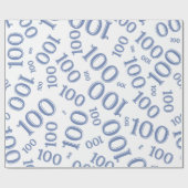 100e blauw/wit willekeurig getallenpatroon groot cadeaupapier (Vlak)
