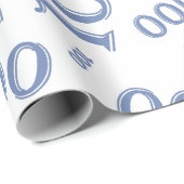 100e blauw/wit willekeurig getallenpatroon groot cadeaupapier (Rol Hoek)