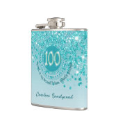 100e & Blauwgroen Blauwe Glitter & Drink Quote Heupfles (Links)