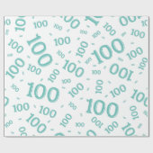 100e Blauwgroen/wit Willekeurig Getal Patroon Groo Cadeaupapier (Vlak)