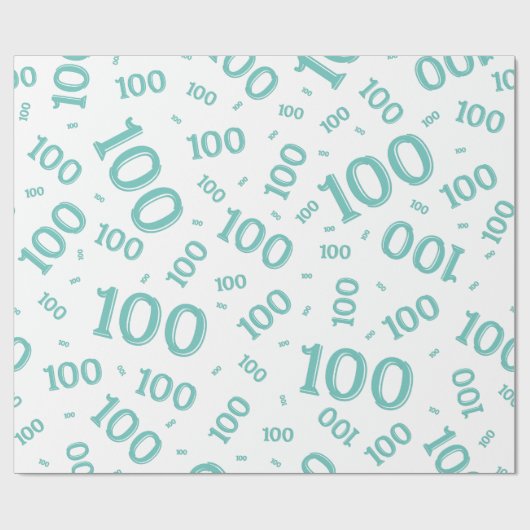 100e Blauwgroen/wit Willekeurig Getal Patroon Groo Cadeaupapier (Vlak)