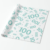 100e Blauwgroen/wit Willekeurig Getal Patroon Groo Cadeaupapier (Uitgerold)