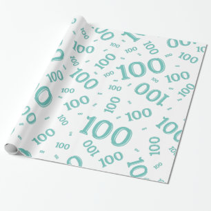 100e Blauwgroen/wit Willekeurig Getal Patroon Groo Cadeaupapier
