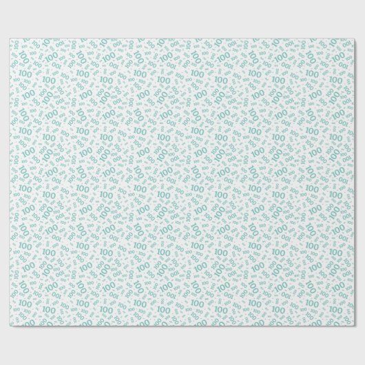 100e Blauwgroen/Wit Willekeurig Getal Patroon Klei Cadeaupapier (Vlak)