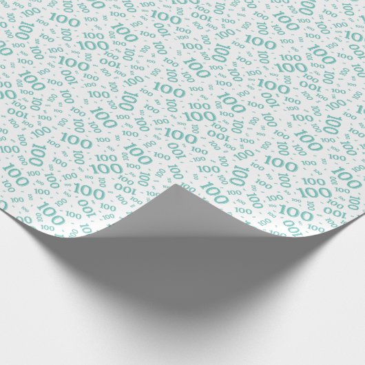 100e Blauwgroen/Wit Willekeurig Getal Patroon Klei Cadeaupapier (Hoek)