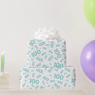 100e Blauwgroen/wit Willekeurig Getal Patroon Medi Cadeaupapier