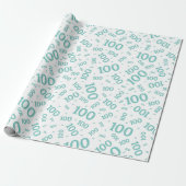 100e Blauwgroen/wit Willekeurig Getal Patroon Medi Cadeaupapier (Uitgerold)