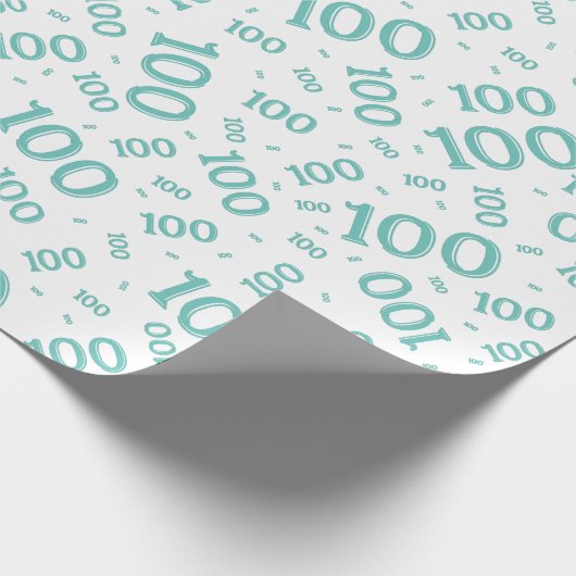 100e Blauwgroen/wit Willekeurig Getal Patroon Medi Cadeaupapier (Hoek)
